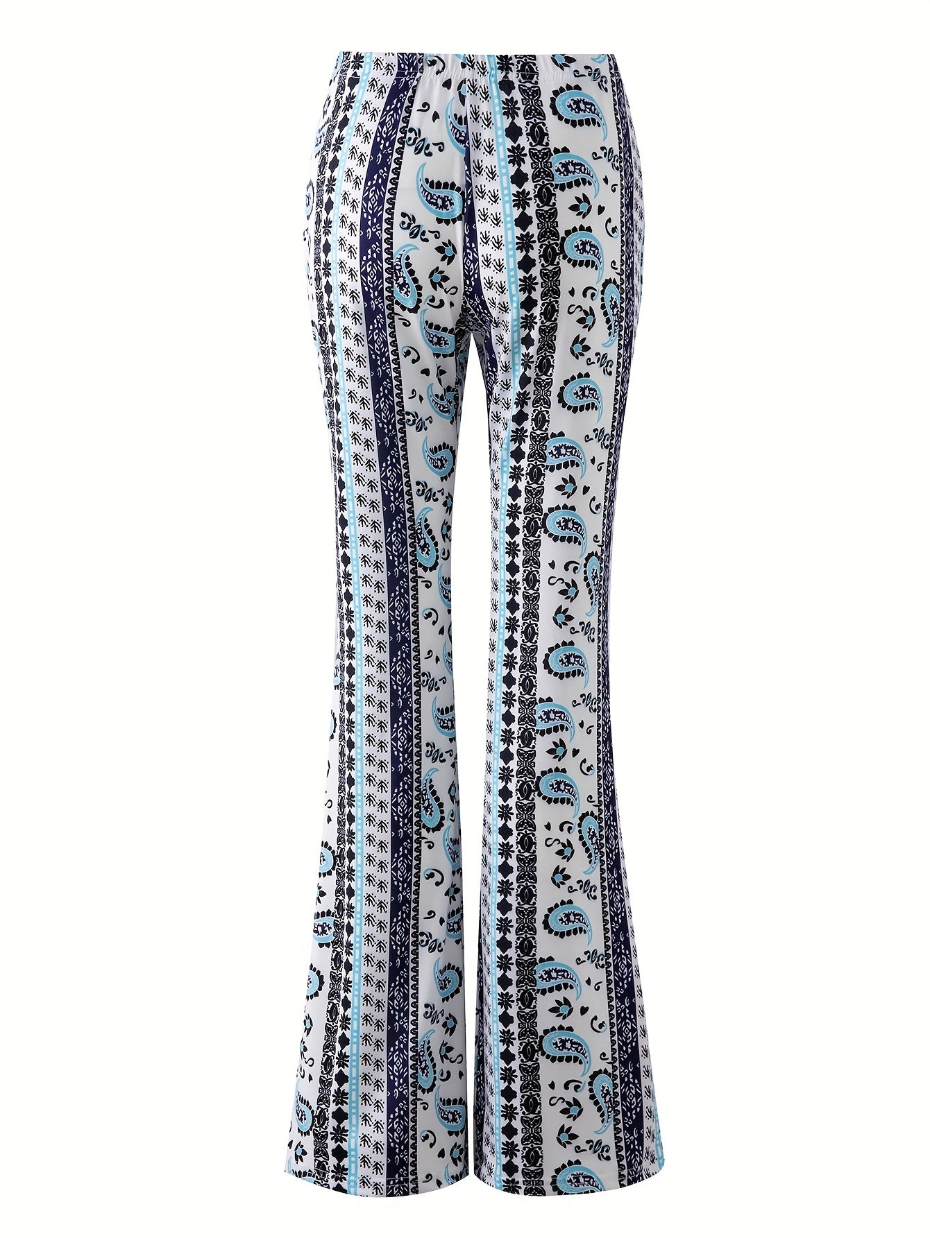 Paisley Print Slim Stretchy Waist Pants Sexy Flare Pants