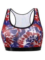 Women's Plus Tie Dye Floral Print Racer Back Tank Bra