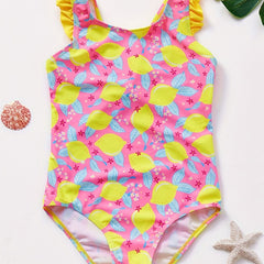 One Piece Girls Lemon Swimsuit Sleeveless