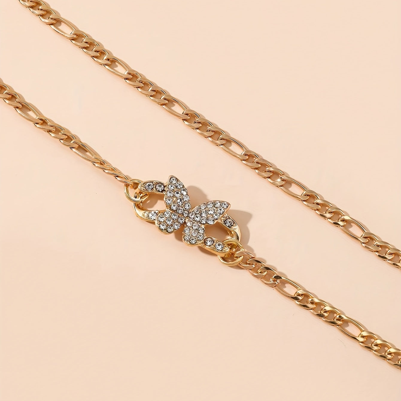 Rhinestone Butterfly Waist Chain Silver Metal Belt