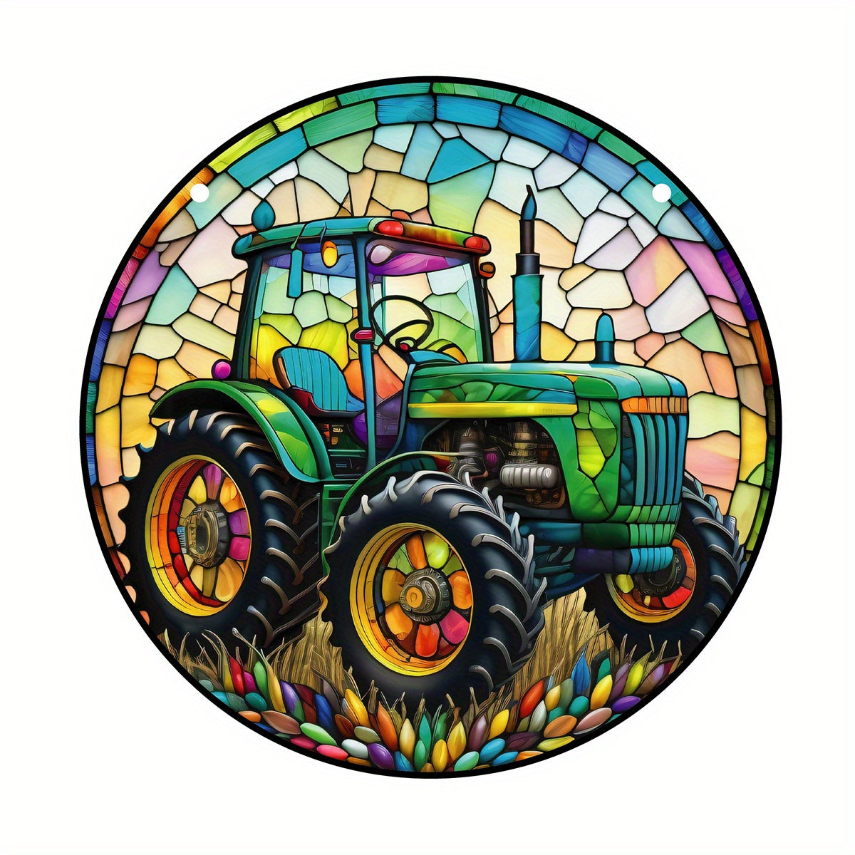 Tractor Pattern Suncatcher Home Decor & Field Tractor Lover
