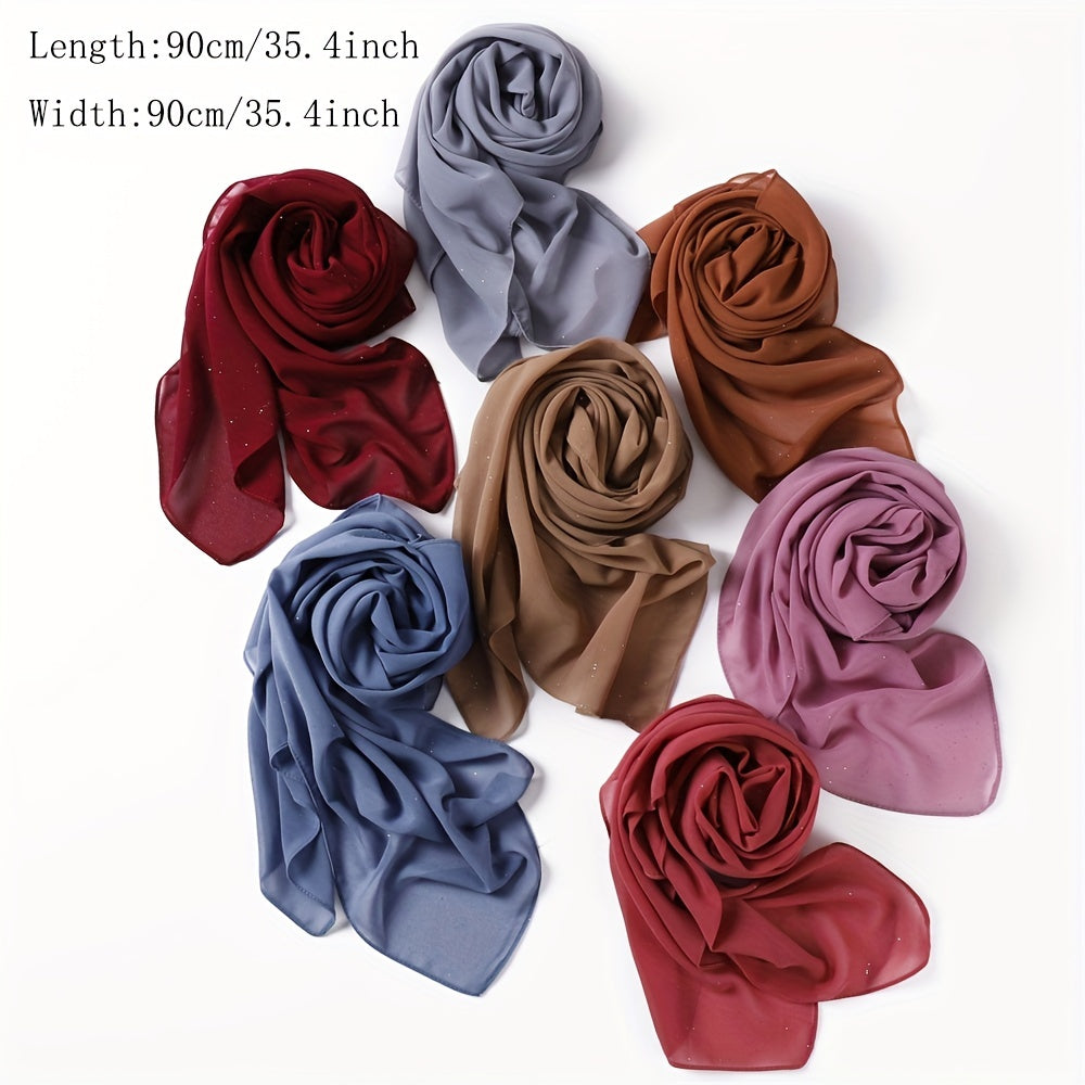 Solid Chiffon Headscarf Lightweight Sunscreen Square Scarf Windproof Headband