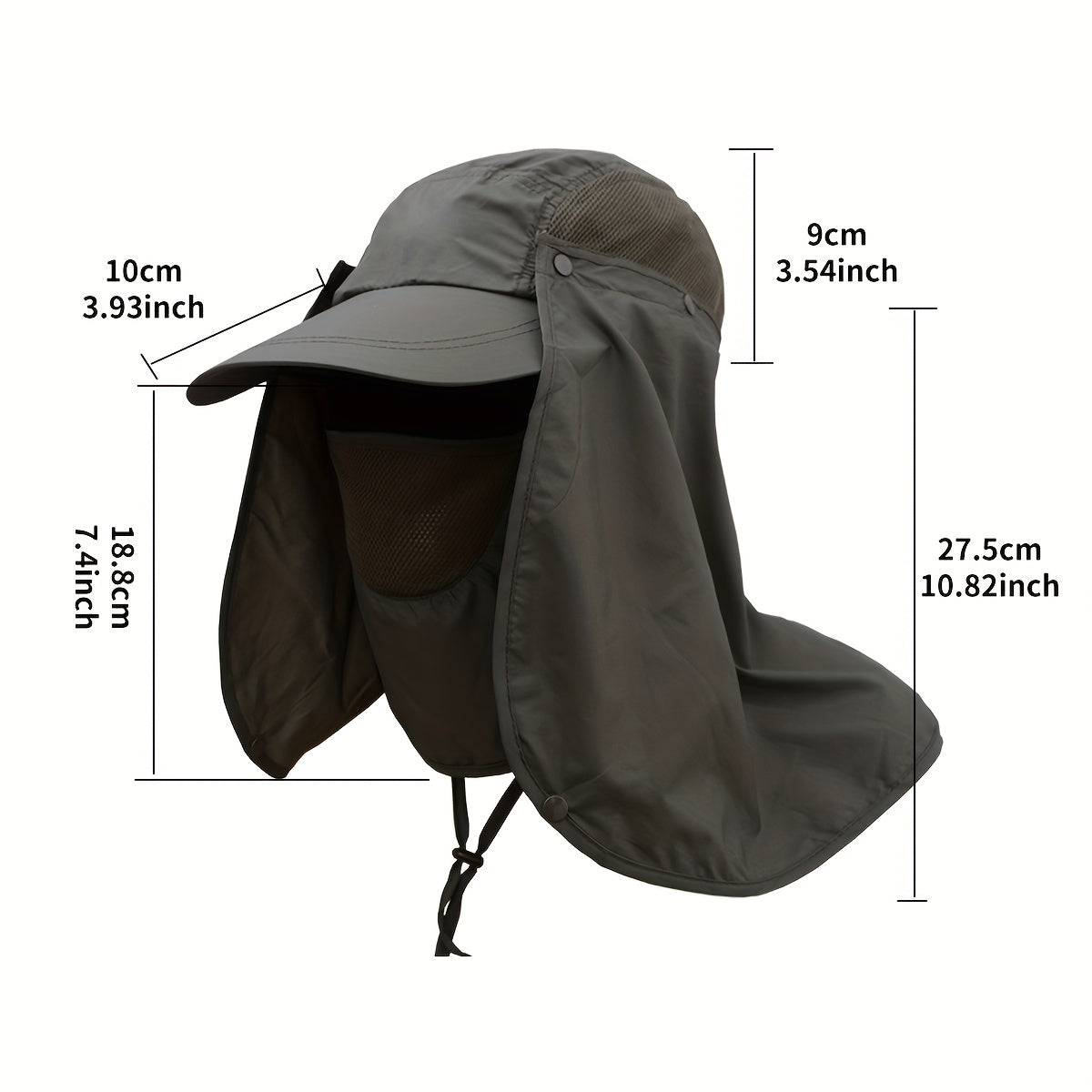 Quick Drying Sun Hat Detachable Neck Flap Mask Lightweight Baseball Cap