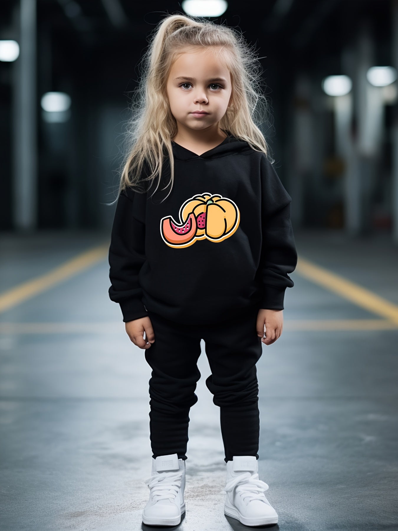 OERYUI Pumpkin Print Hoodies Pants Set For Kids