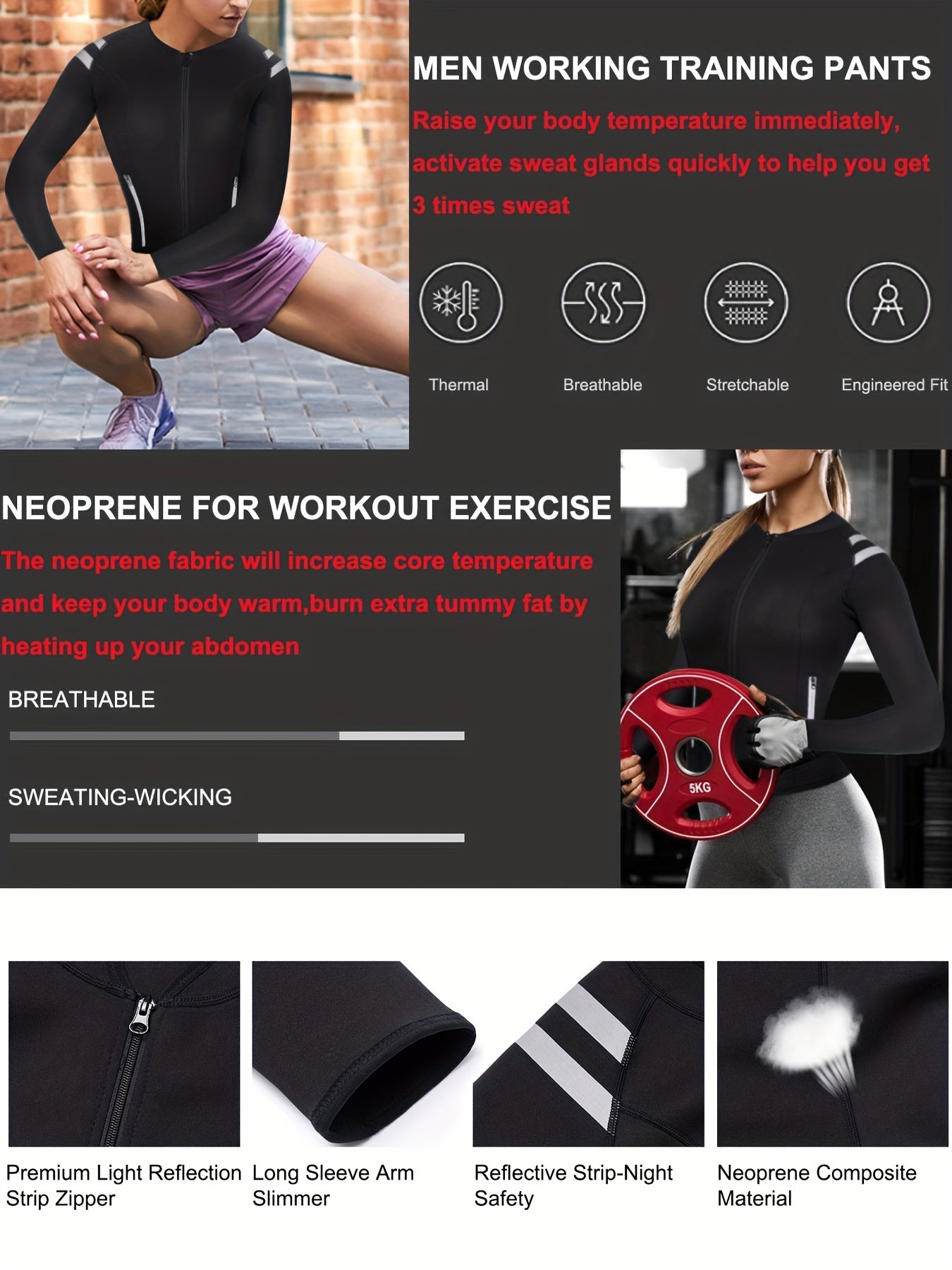 Sauna Suit Zipper Jacket for Weight Loss Fitness
