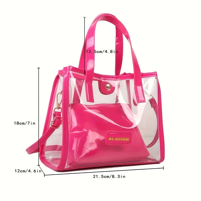 Kids Transparent Shoulder Bag with Inner Pouch Clutch Bag PVC Candy Tote Bag