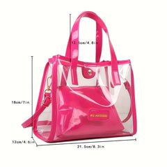 Kids Transparent Shoulder Bag with Inner Pouch Clutch Bag PVC Candy Tote Bag
