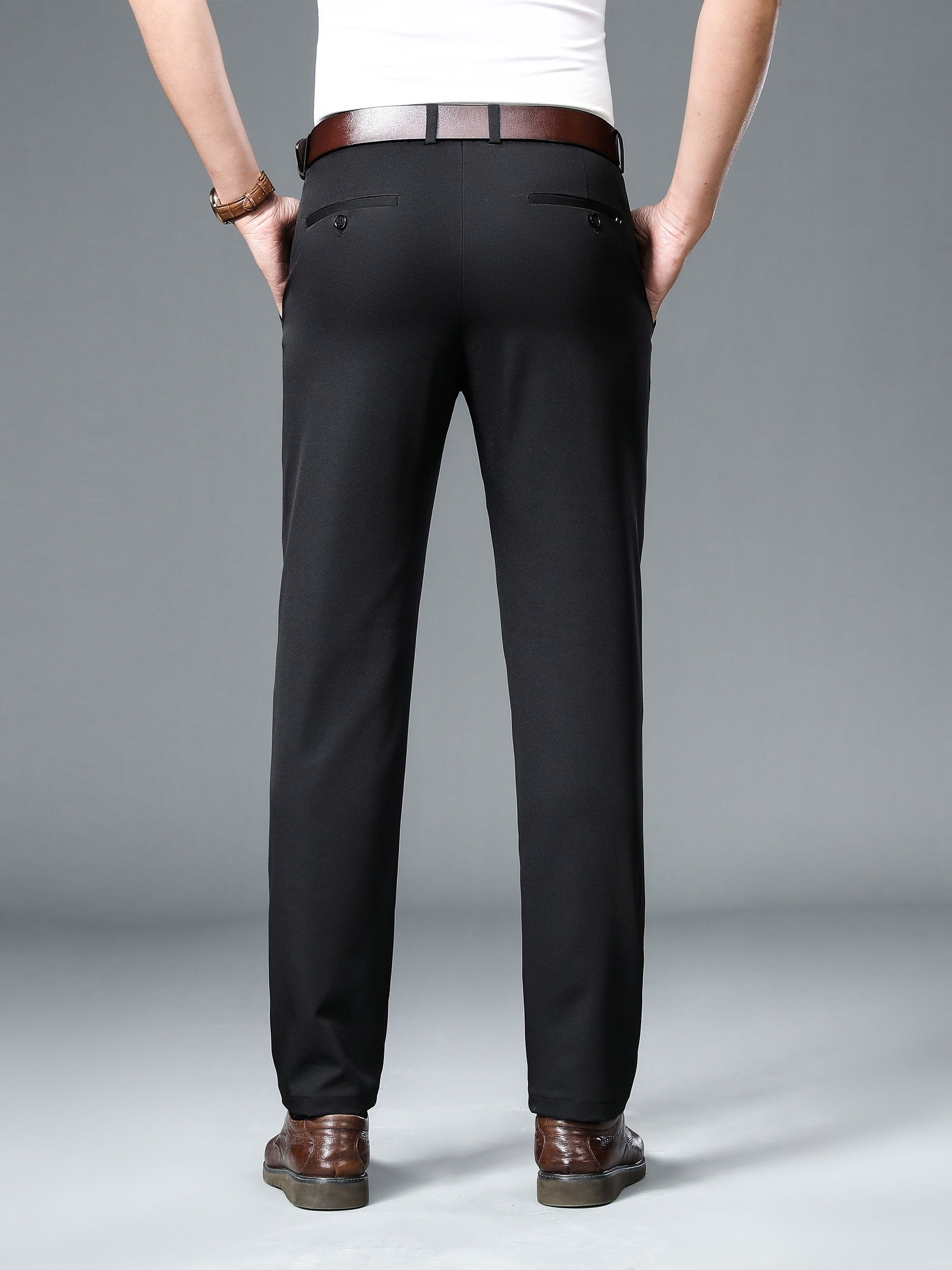 Men's Summer Dress Pants Classic Straight Leg Business Formal