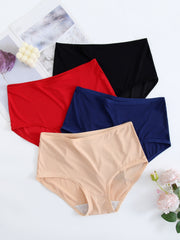 4 Pack Women's Plus Size Mid Waist Stretch Underwear Set