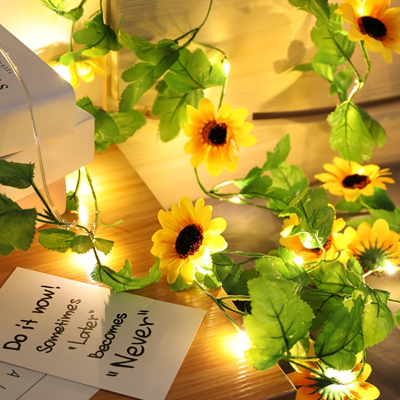 20 LED Sunflower String Lights 6 6FT Garland Flower Fairy Lights Bedroom Wedding