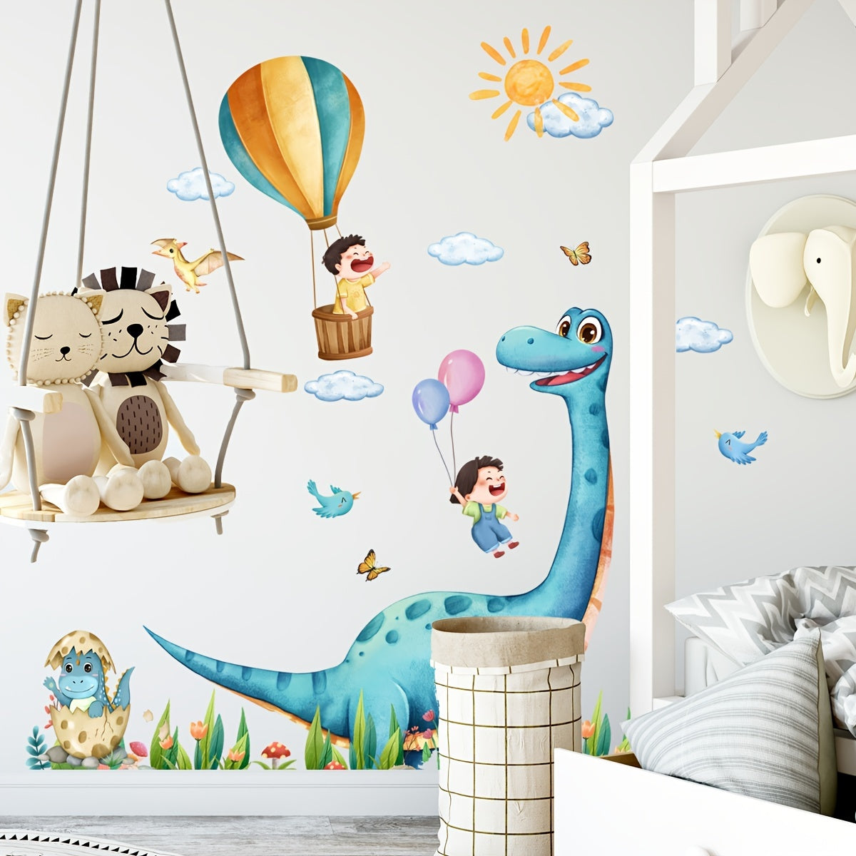 Butterfly Dinosaur Flower Wall Decal Vinyl Mural Art