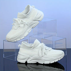 Women Mesh Panel Knit Sneaker Slip On Low Round Toe Breathable Shoes