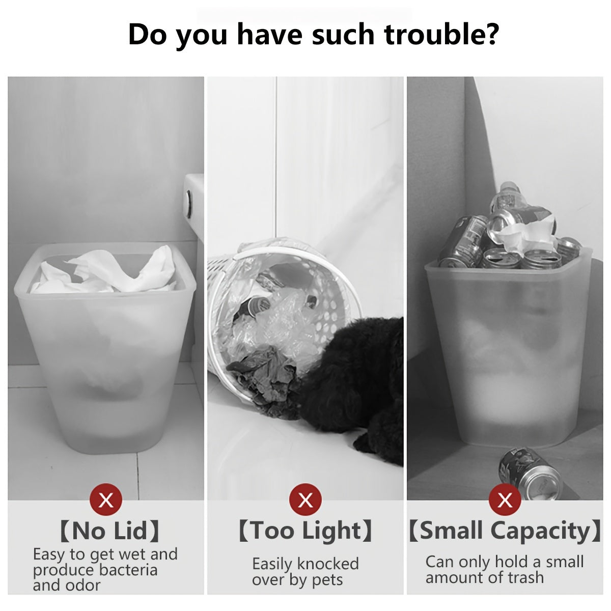 15L Press Trash Can Anti-Odor Large Capacity Bin