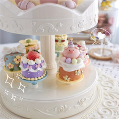 Rotating Wooden Horse Cake Display Table Birthday Party Swing Plate