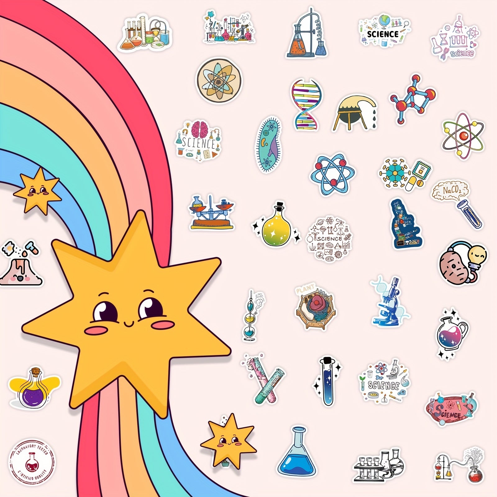 50pcs Science Lab Stickers Vinyl Waterproof Cartoon Stickers For Adults