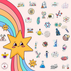 50pcs Science Lab Stickers Vinyl Waterproof Cartoon Stickers For Adults