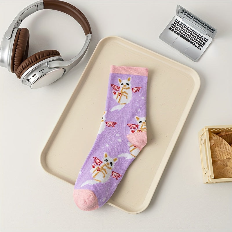 Cartoon Cat Print Socks Women's Stockings & Hosiery