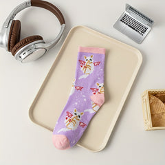 Cartoon Cat Print Socks Women's Stockings & Hosiery