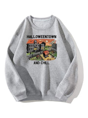 Halloween Pumpkin Print Sweatshirt for Women