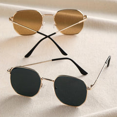 Square Metal Sunglasses UV400 Sun Shades for Beach Travel