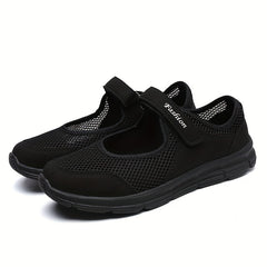 Women's Backless Mesh Walking Shoes Hook & Loop Fastener Flat Shoes