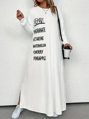 Casual Dress Women's Plus Letter Print Drop Shoulder Maxi Dress