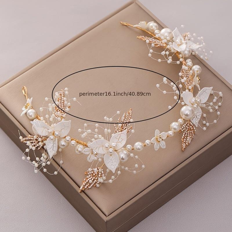 Floral Pearl Bridal Headband Flower Wedding Headpiece