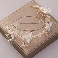 Floral Pearl Bridal Headband Flower Wedding Headpiece