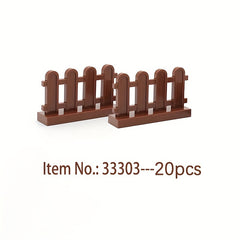 20pcs Building Block Scenes Basic Components 33303 15332 Fence Handrail Pen Rail
