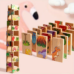 Colorful Wooden Dominoes Game Educational Puzzle Toy for Kids