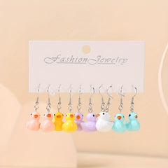 5 Pairs Girls Duck Drop Earrings for Parties and Gifts
