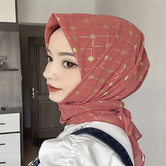 Chiffon Square Scarf Geometric Hot Stamping Hijab Shawl Women Ramadan Turban