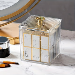 Acrylic Cotton Swabs Jar Holder - Clear Vanity Makeup Organizer