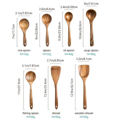 Teak Wooden Cutlery Spoon Cooking Spatula Kitchen Tool Set