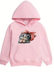 Bow Pattern Hoodie For Girls Long Sleeve Sweatshirt