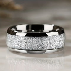 Classic Silver Stainless Steel Matching Ring With Sapphire Zircon Size 5-11