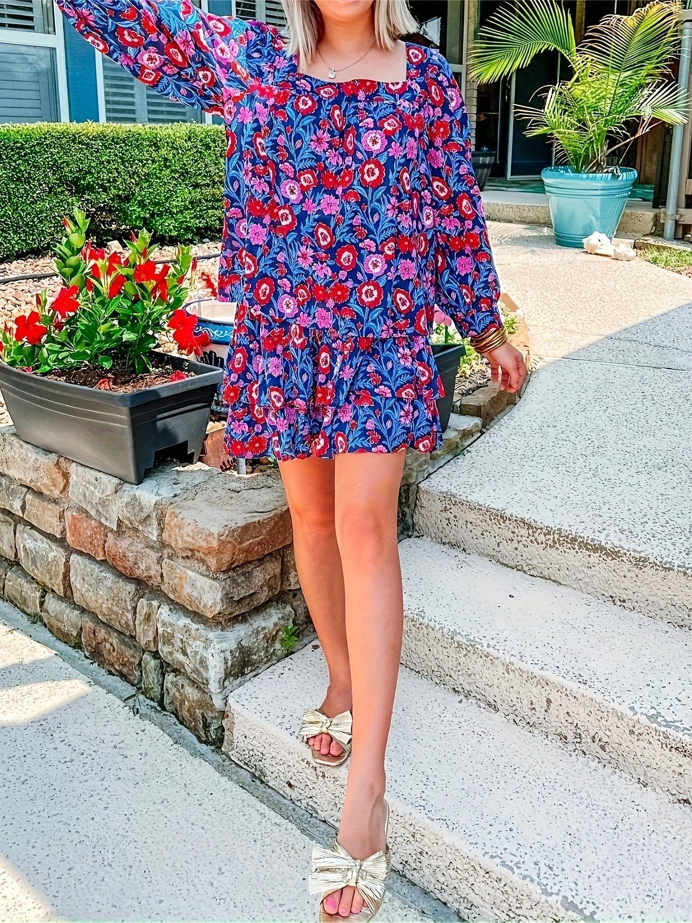 Floral Print Top & Shorts Two Piece Set