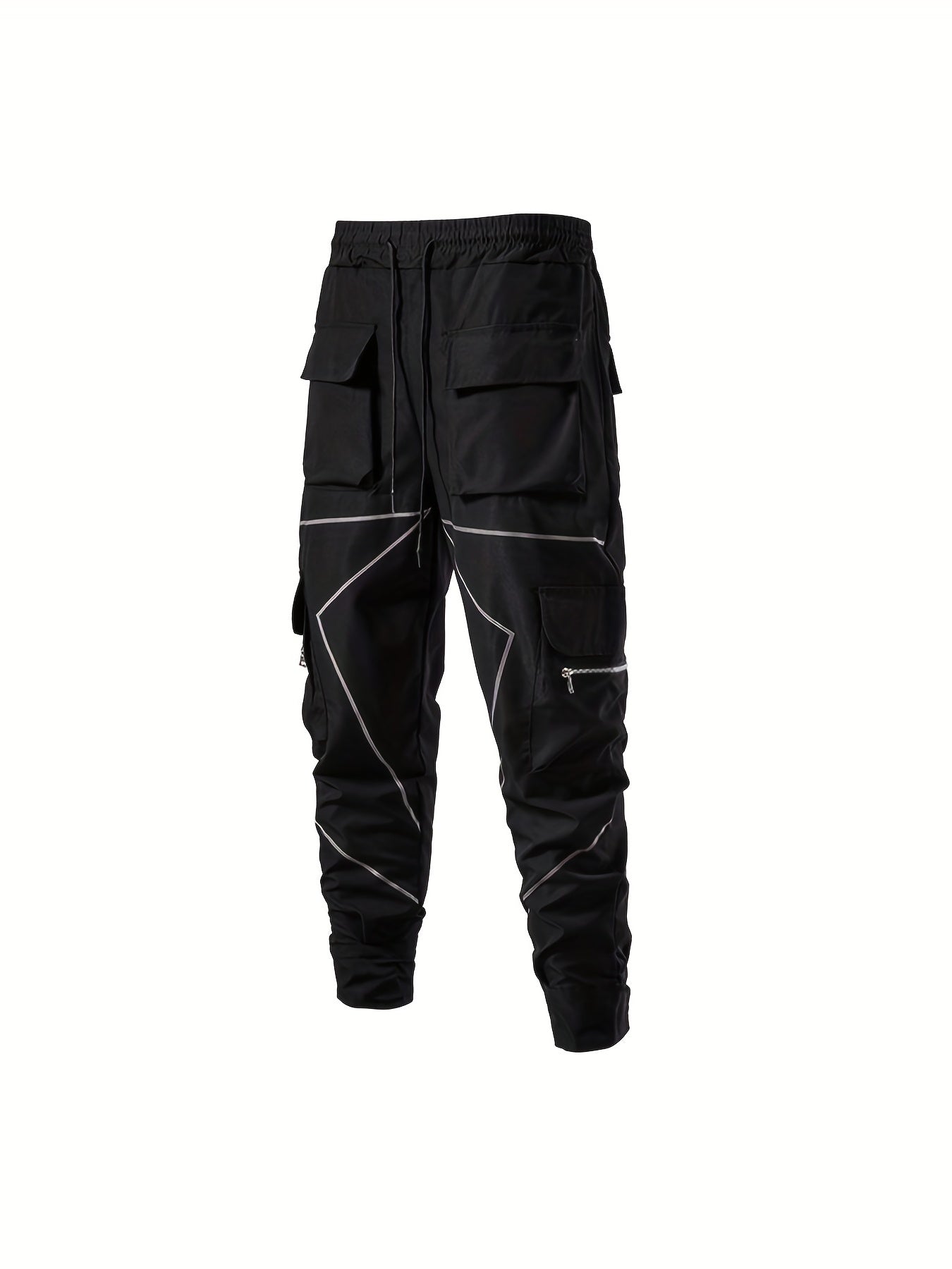 Men's Casual Cargo Pants with Drawstring, Two Block Pockets