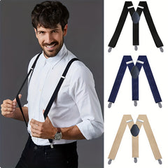Men's Y-Shaped Elastic Trousers Suspenders - Pack of 3