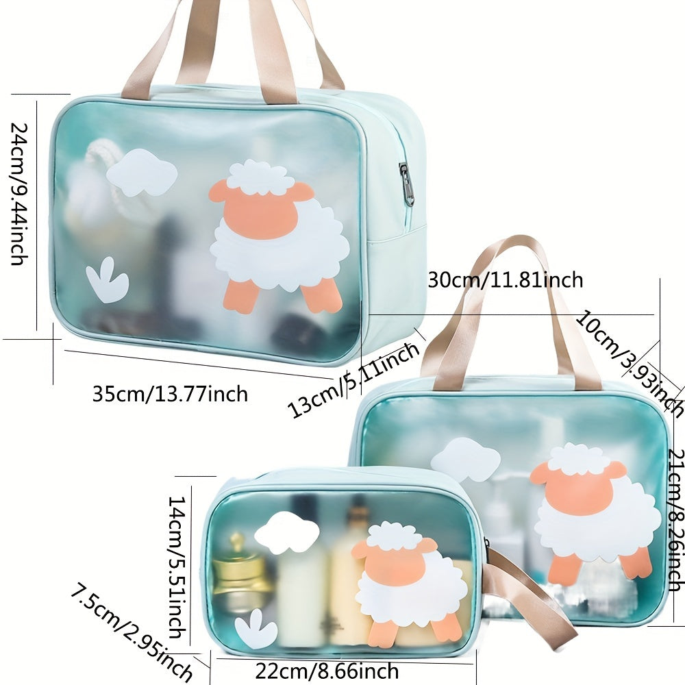 Waterproof Cosmetic Bag PVC Transparent Zippered Toiletry Bag With Handle Strap