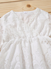 Cute Baby Girl's Long Sleeve Princess Dress with Flower Graphic