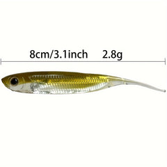 6pcs Soft Swimbaits Straight Tail Bass Fishing Rubber Minnow Lures