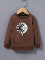 Boy's Astronaut Print Crew Neck Sweatshirt Long Sleeve Top