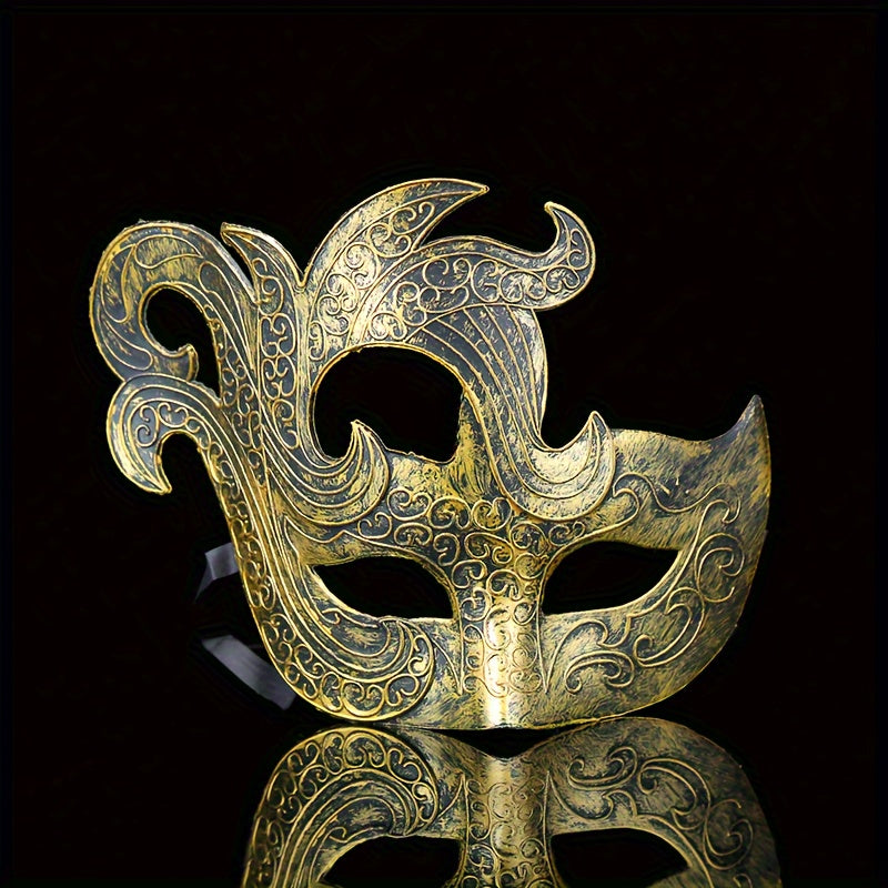 Men's Bronze Half Face Carnival Mask for Christmas Party
