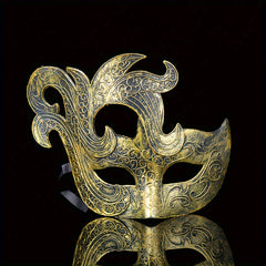 Men's Bronze Half Face Carnival Mask for Christmas Party