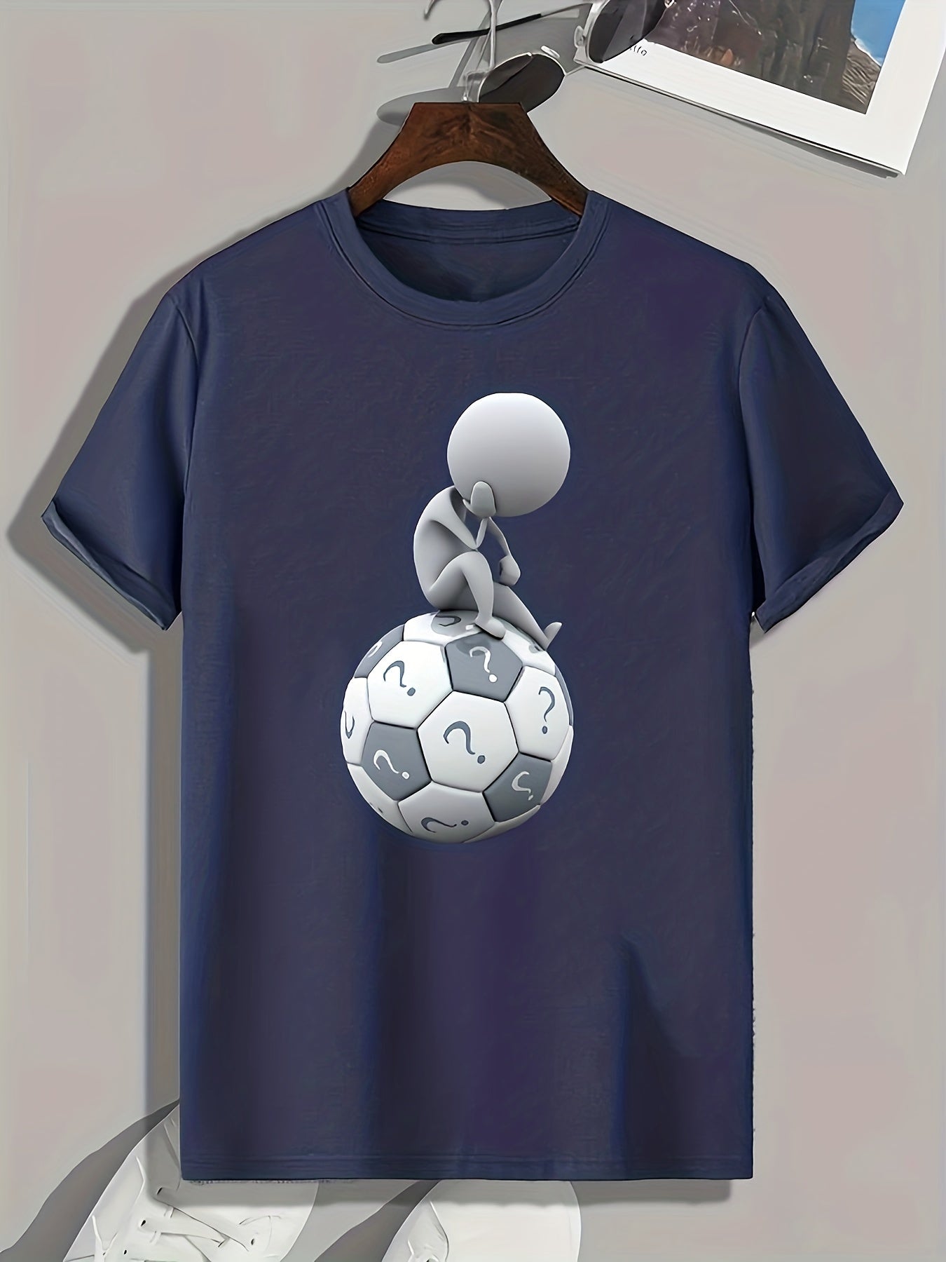 Thinking Pattern Print Men's Comfy Sports T-shirt - Men's Summer Outdoor Clothes