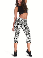 Geometric Print Skinny Capris Leggings for Women