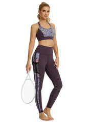 Leopard Print Yoga Leggings with Mesh Pockets Tummy Control