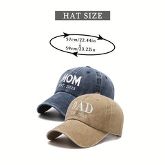 DAD MOM Couple Baseball Cap Embroidery Washed Distressed Casual Sun Hat