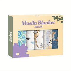 5Pcs Orange Rainbow Moon Baby Bibs Muslin Burp Cloth